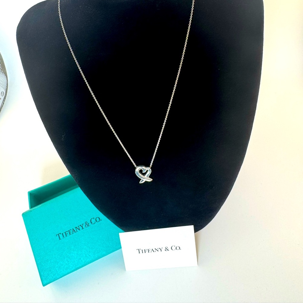 Tiffany & Co. Elsa Peretti Small Open Heart Necklace Sterling Silver 15mm W Box - Picture 3 of 13